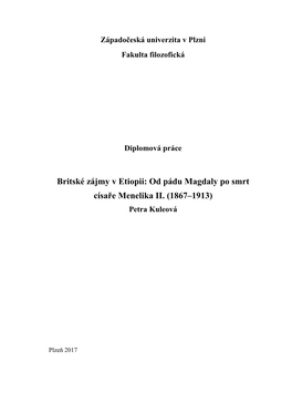 Britské Zájmy V Etiopii: Od Pádu Magdaly Po Smrt Císaře Menelika II