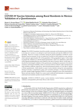 COVID-19 Vaccine Intention Among Rural Residents in Mexico: Validation of a Questionnaire