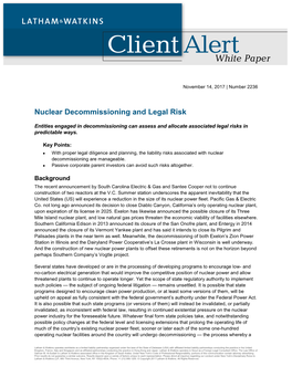 Nuclear Decommissioning and Legal Risk
