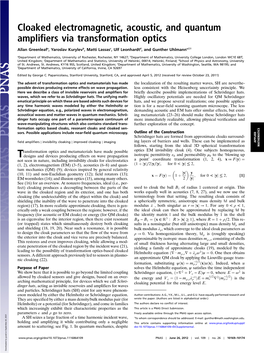 Cloaked Electromagnetic, Acoustic, and Quantum Amplifiers Via Transformation Optics