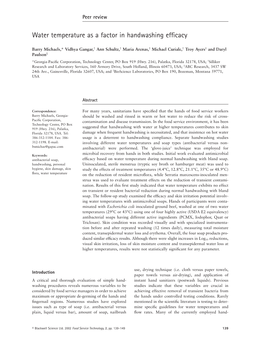 Water Temperature As a Factor in Handwashing Efficacy