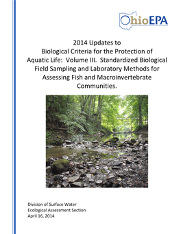 2014 Updates to Biological Criteria for the Protection of Aquatic Life: Volume III