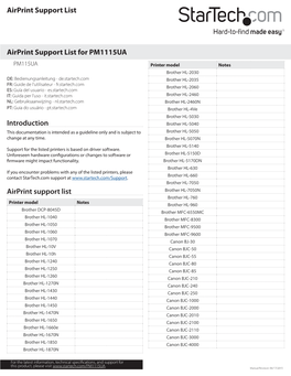 Airprint Support List