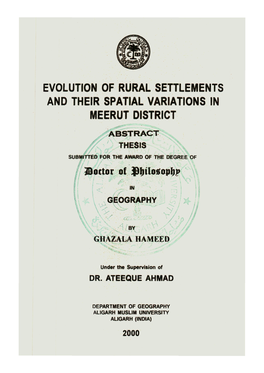 Evolution of Rural Settlements and Their Spatial Variations in Meerut District