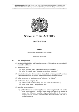 Serious Crime Act 2015, PART 5 Is up to Date with All Changes Known to Be in Force on Or Before 28 September 2021