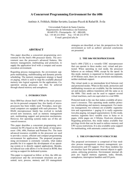 A Concurrent Programming Environment for the I486