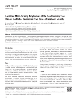 Localised Mass-Forming Amyloidosis of the Genitourinary Tract Mimics Urothelial Carcinoma: Two Cases of Mistaken Identity