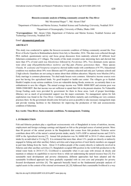 Biosocio-Economic Analysis of Fishing Community Around the Titas River Md