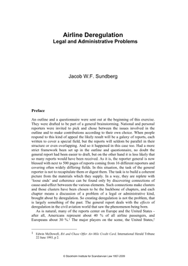 Airline Deregulation Legal and Administrative Problems