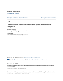 Taxation and the Australian Superannuation System: an International Comparison