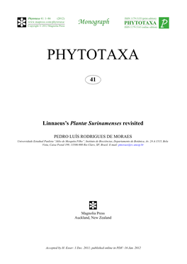 Linnaeus's Plantæ Surinamenses Revisited