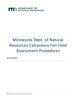 MNDNR Calcareous Fen Field Survey Protocol