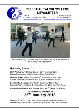 Celestial Tai Chi College Newsletter