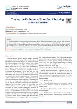 Tracing the Evolution of Transfer of Training: a Review Article