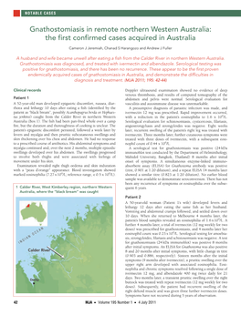 Gnathostomiasis in Remote Northern Western Australia: the First Confirmed Cases Acquired in Australia