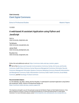 A Web-Based AI Assistant Application Using Python and Javascript