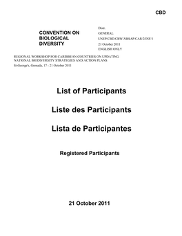 List of Participants