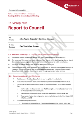 Report to Council