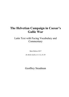 The Helvetian Campaign in Caesar's Gallic