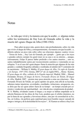 Algunas Notas Sobre Los Testimonios De Fray Luis De Granada Sobre La Vida Y La Muerte Del «Gran» Duque De Alba (1580-1582)