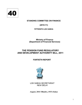 The Pension Fund Regulatory and Development Authority Bill, 2011