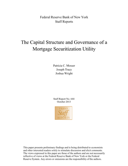 The Capital Structure and Governance of a Mortgage Securitization Utility