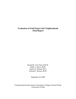 Evaluation of Utah Project Safe Neighborhoods Final Report