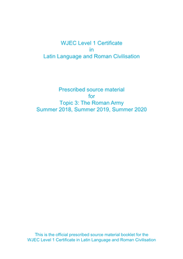 WJEC Level 1 Certificate in Latin Language and Roman Civilisation