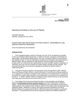 Standing Committee on the Law of Patents