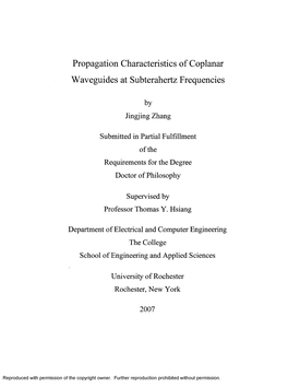 Propagation Characteristics of Coplanar Waveguides at Subterahertz Frequencies