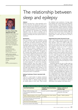 The Relationship Between Sleep and Epilepsy