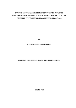 Factors Influencing Millennials Consumer Purchase Behavior Within the Airline Industry in Kenya: a Case Study of United States International University-Africa