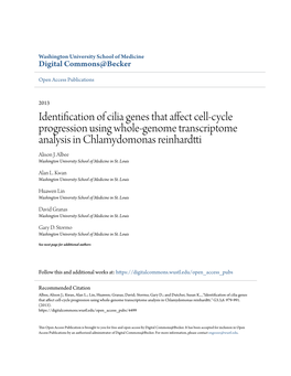 Identification of Cilia Genes That Affect Cell-Cycle Progression Using Whole-Genome Transcriptome Analysis in Chlamydomonas Reinhardtti Alison J