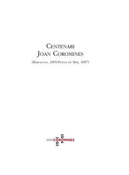 Centenari Joan Coromines