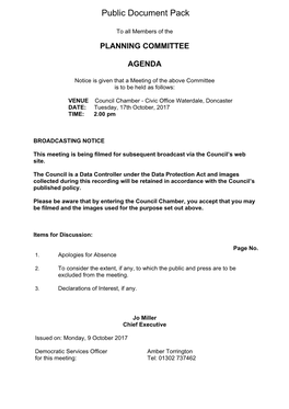 (Public Pack)Agenda Document for Planning Committee, 17/10/2017