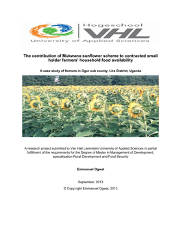 The Contribution of Mukwano Sunflower Scheme to Contracted Small Holder Farmers’ Household Food Availability