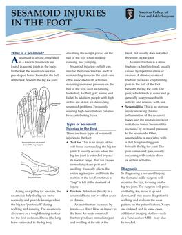 Sesamoid Injuries in the Foot