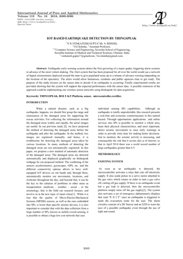 IOT BASED EARTHQUAKE DETECTION by THINGSPEAK 1 N N VENKATESH GUPTA2 Mr