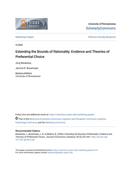 Extending the Bounds of Rationality: Evidence and Theories of Preferential Choice