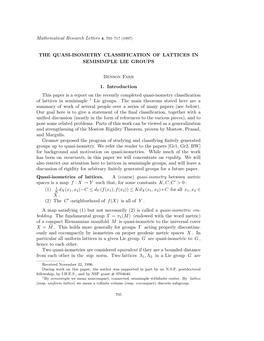 The Quasi-Isometry Classification of Lattices in Semisimple Lie Groups