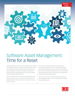 Software Asset Management: Time for a Reset