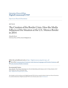 The Creation of the Border Crisis: How the Media Influenced the Situation at the U.S./Mexico Border in 2014