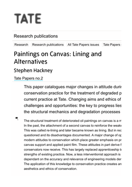 Paintings on Canvas: Lining and Alternatives | Tate