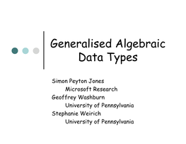 Generalised Algebraic Data Types