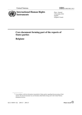 Core Document Forming Part of the Reports of States Parties