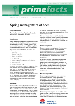 Spring Management of Bees