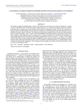 A Technique to Derive Improved Proper Motions for Kepler Objects of Interest∗