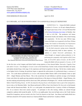 Le Corsaire Press Release