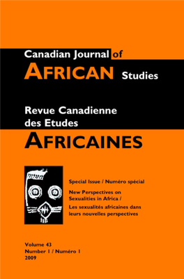 Canadian Journal of African Studies Revue Canadienne Des Études Africaines