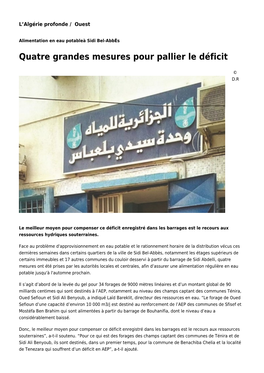 Quatre Grandes Mesures Pour Pallier Le Déficit